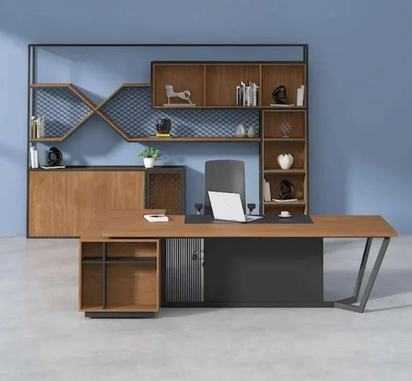 Septem Executive Desk – Wooden Desk with Metal Frame (OM7)