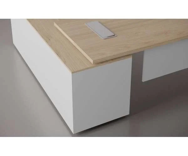 مكتب Kiro Manager Desk – خشبي مع لمسات سوداء، 160×180×77 سم، MDF إسباني (OM13)