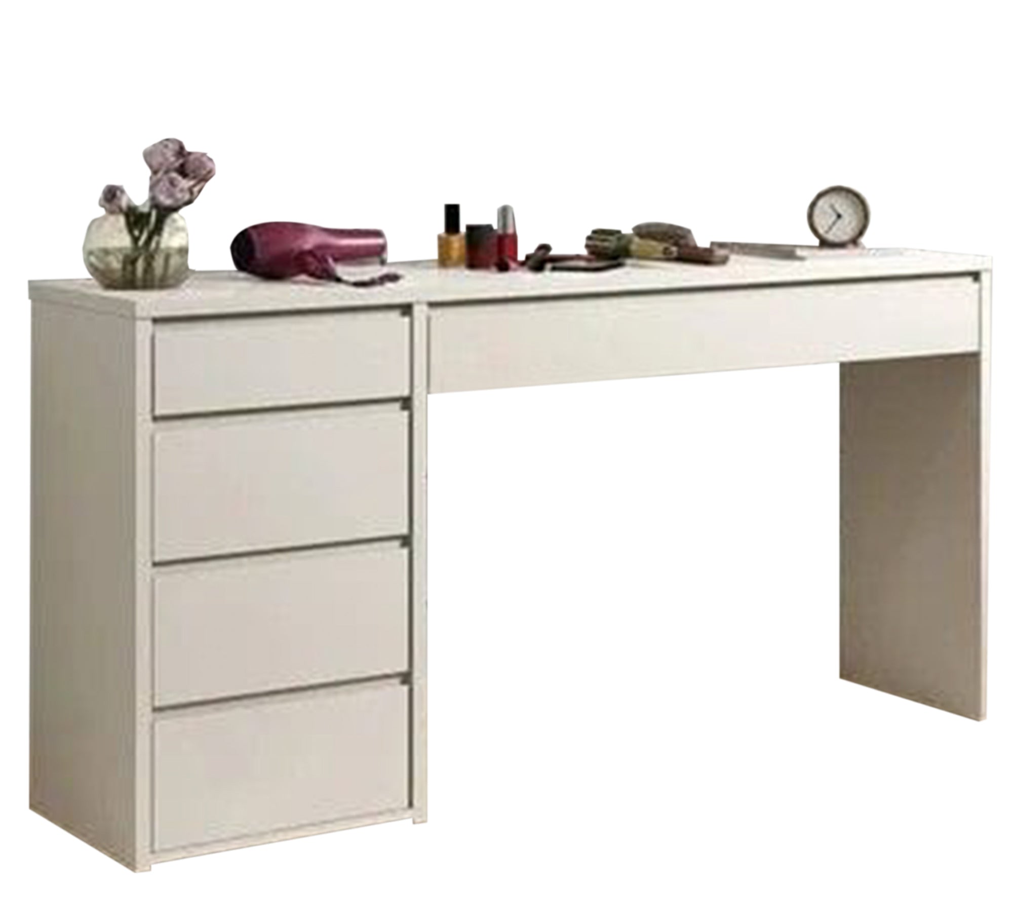 High-Quality White Desk – Glossy Fronts & 5 Side Drawers (SD8)