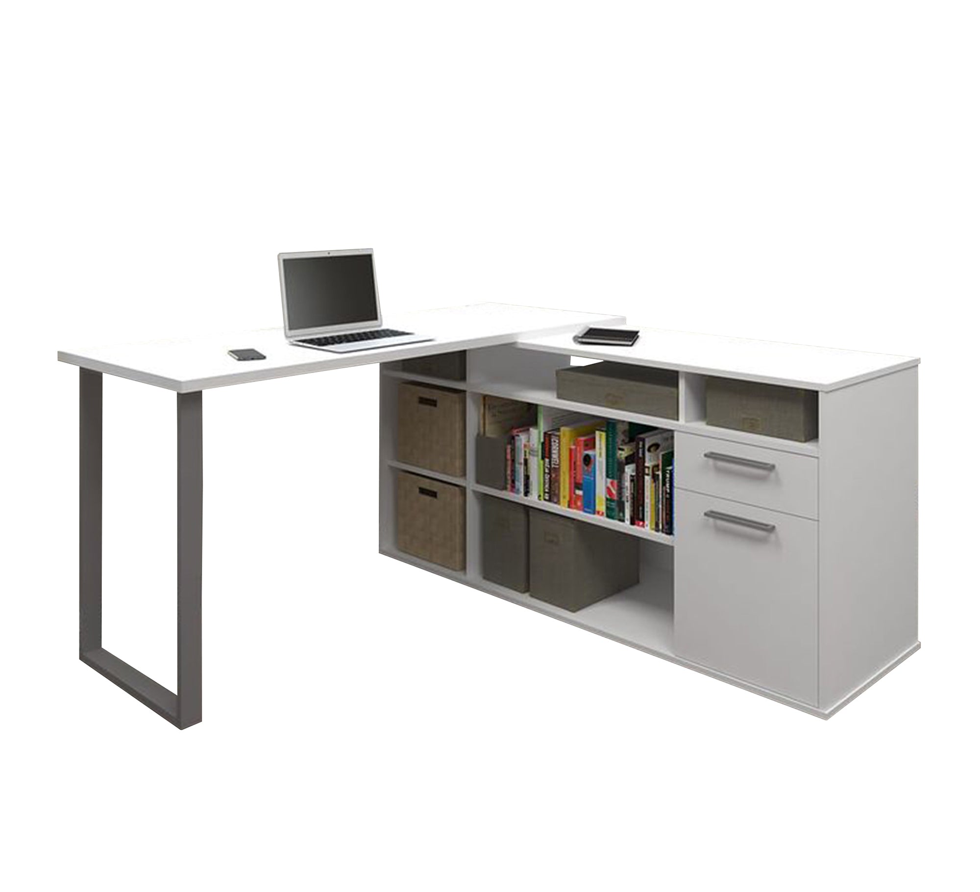 White Desk with Multiple Shelves – Innovative Work & Study Solution (SD2)