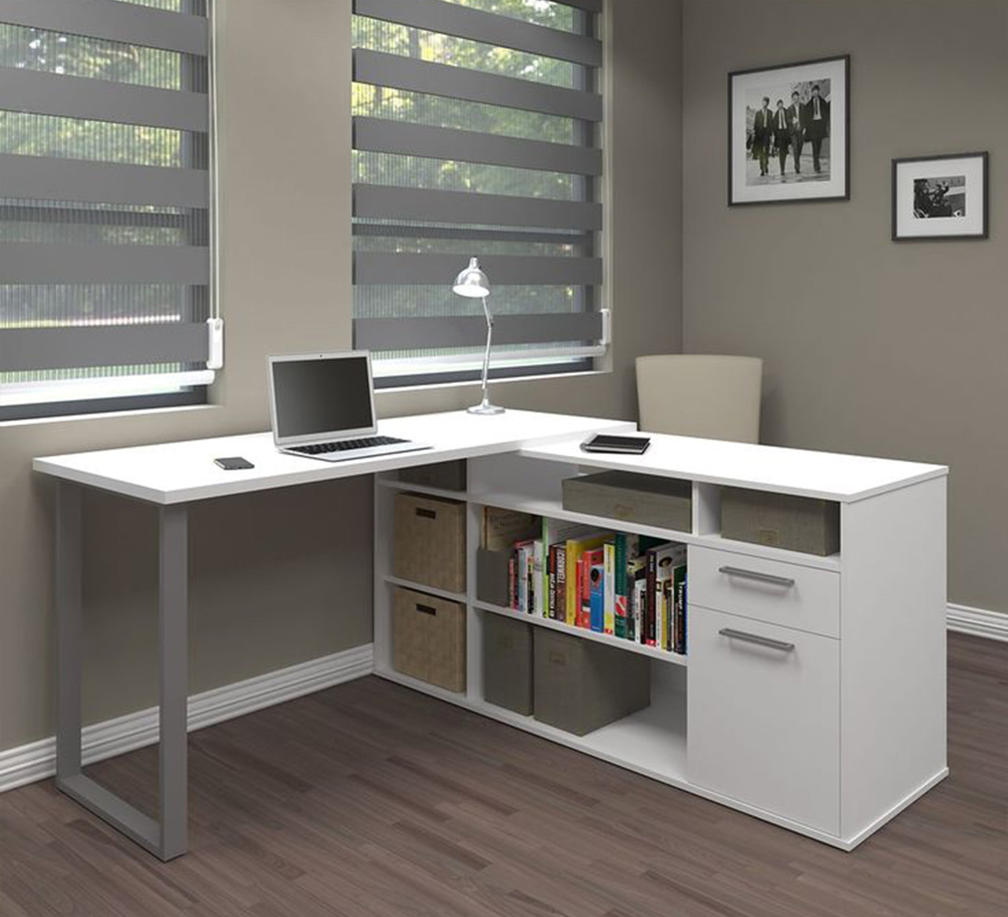 White Desk with Multiple Shelves – Innovative Work & Study Solution (SD2)