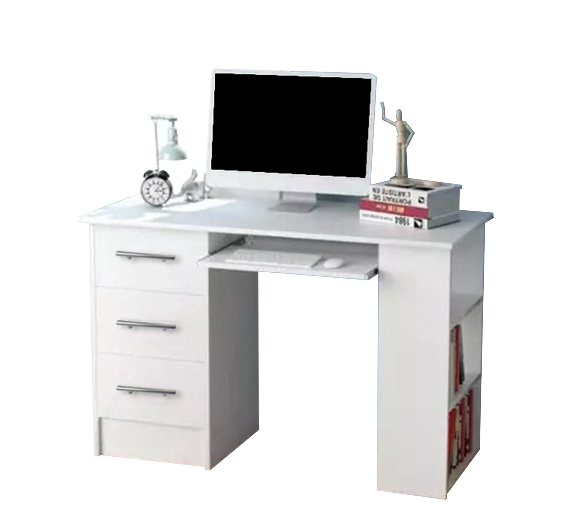 Elegant White Kids' Study Desk – Interlocking Side Shelves (SD9)