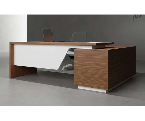مكتب Sino Manager Desk – خشبي مع لمسات بيضاء (OM2)