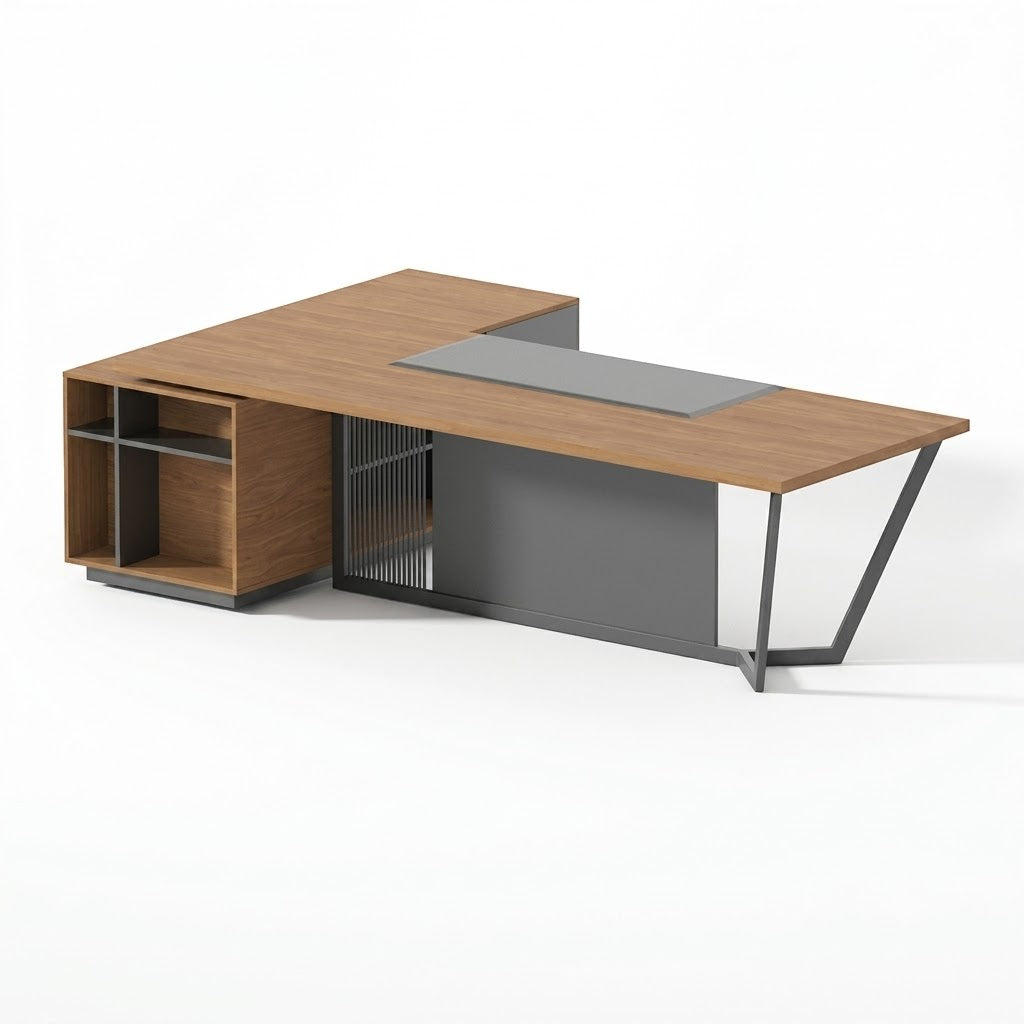 Septem Executive Desk – Wooden Desk with Metal Frame (OM7)