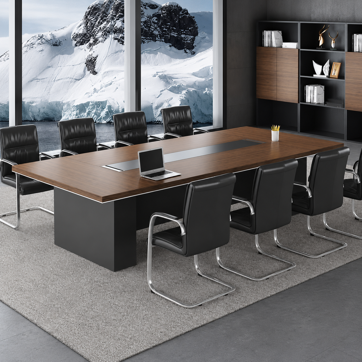 Modern Meeting Table – Arc Wood, 240×120 cm, Two-Tone (TM9)