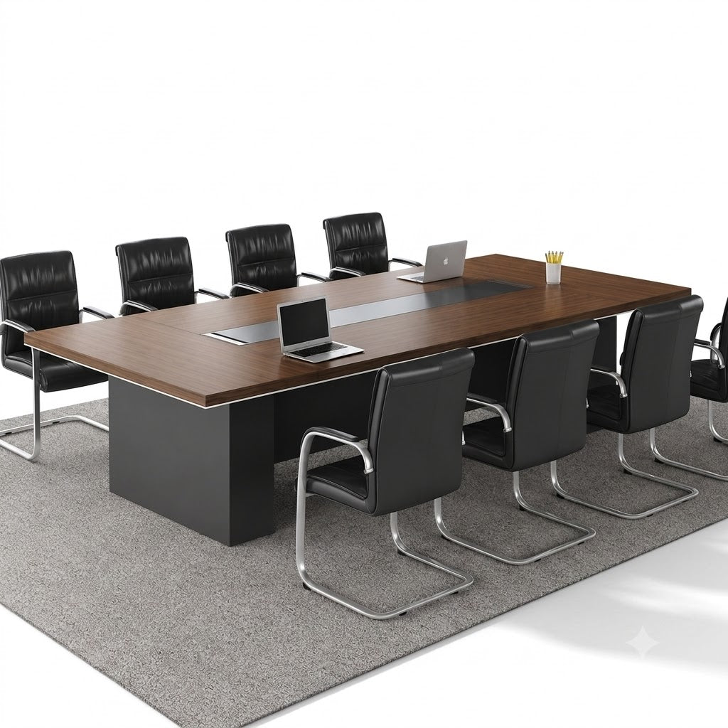 Modern Meeting Table – Arc Wood, 240×120 cm, Two-Tone (TM9)