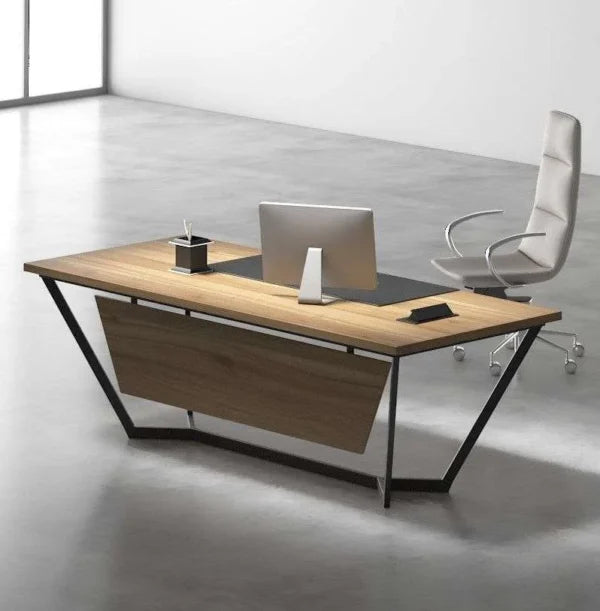 مكتب Septem Desk – عصري بإطار زاوي ولمسات خشبية (OE2)
