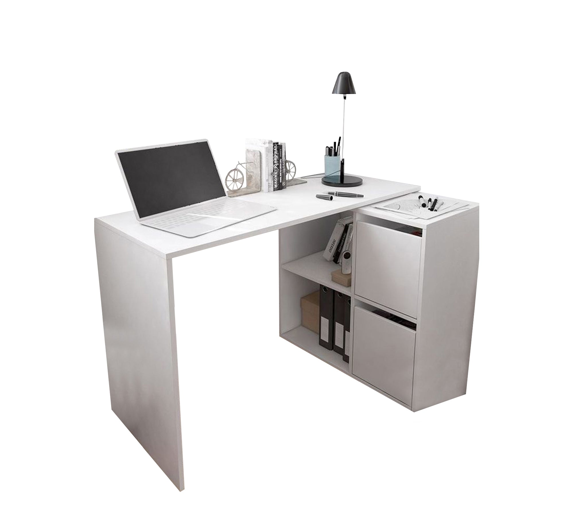 Elegant White Youth Study Desk – 2 Shelves with Doors (SD6)