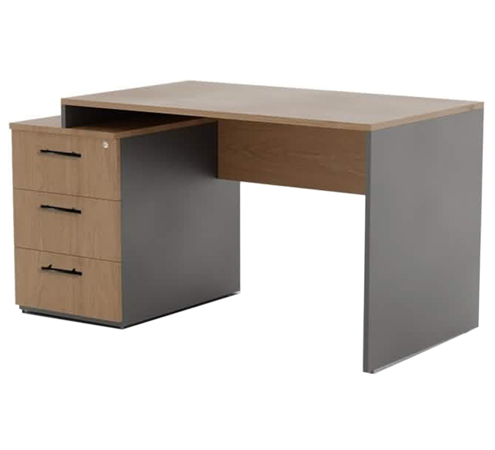 Modern Office Desk – Light Wood & Grey, 3 Lockable Drawers (SD13)